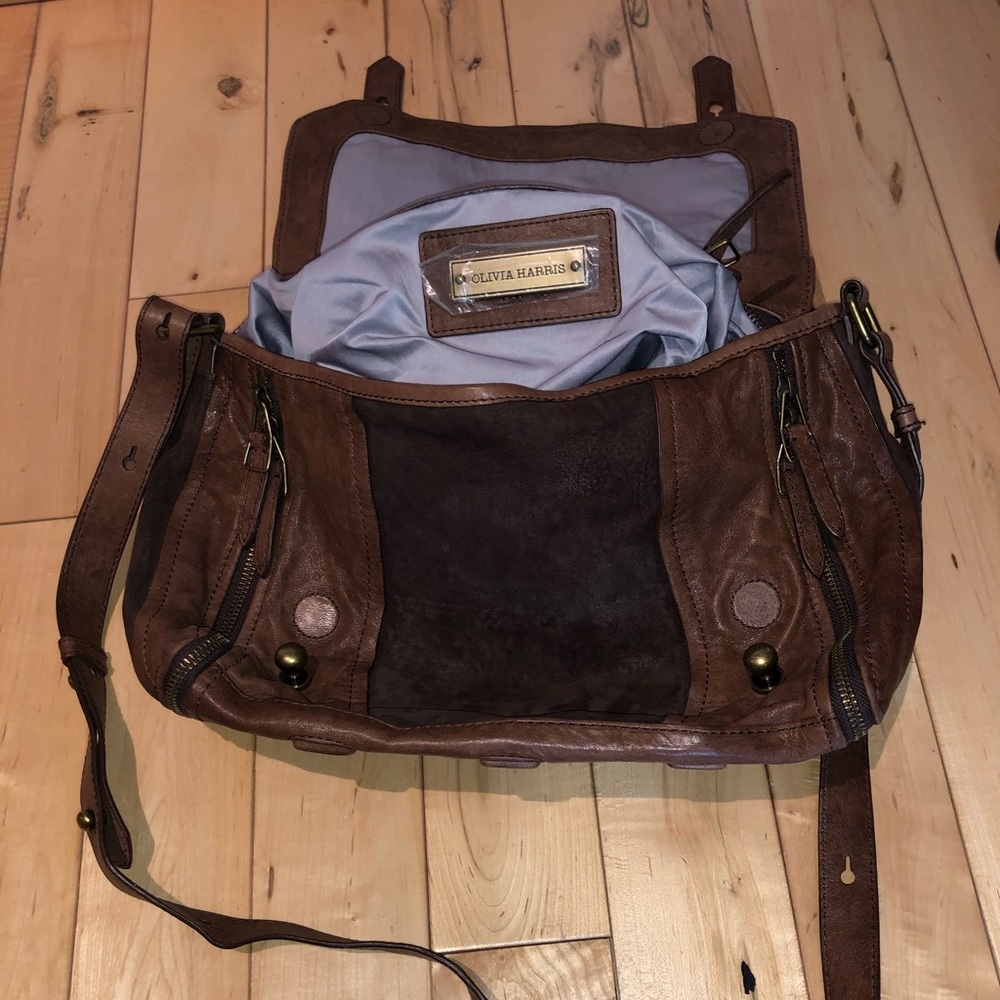 Olivia Harris vintage leather messenger bag
